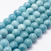 Natural White Jade Imitation Amazonite Beads Strands, Round, Dyed, 8mm